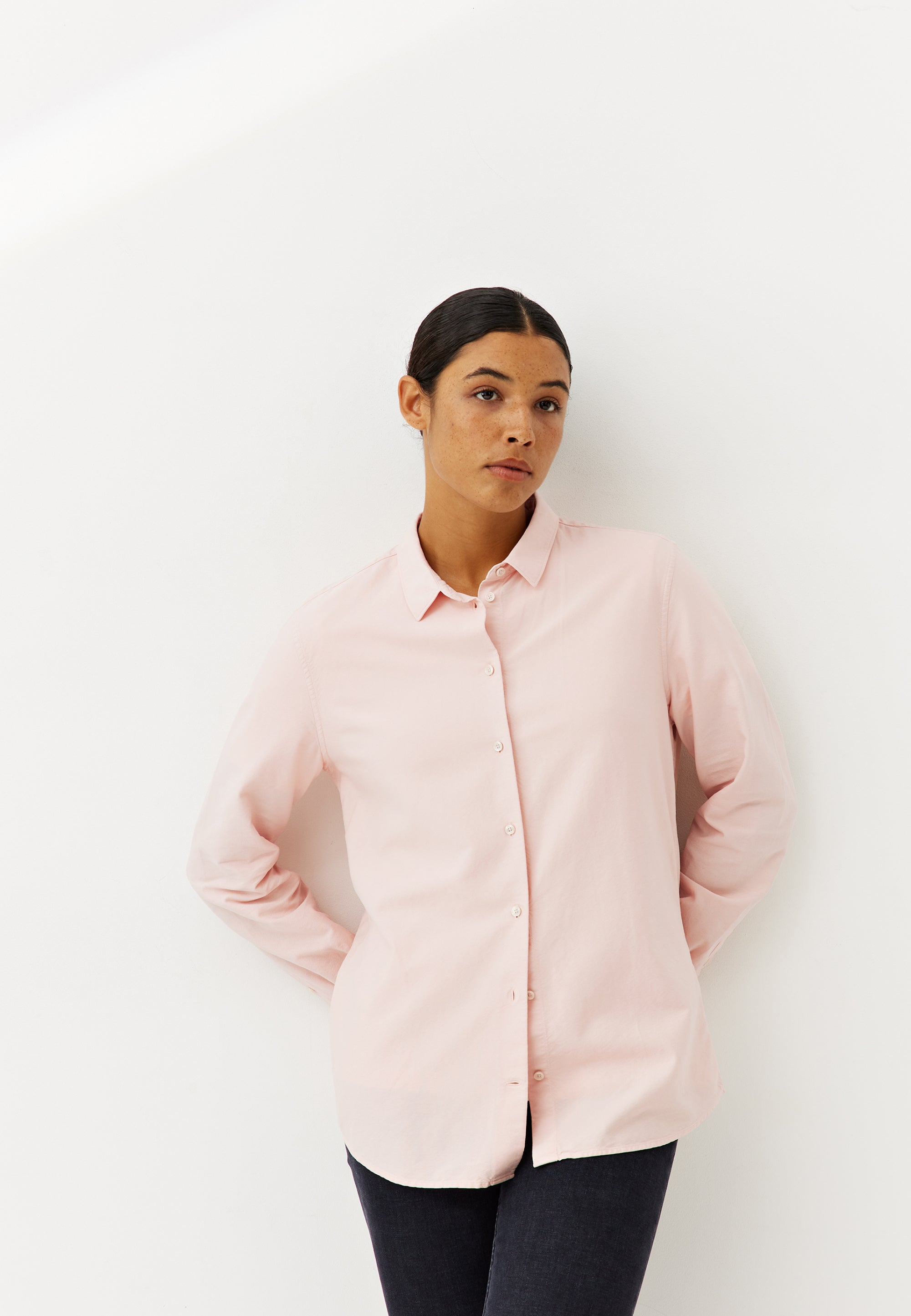 chemise oxford coton bio femme loom Rose pâle main