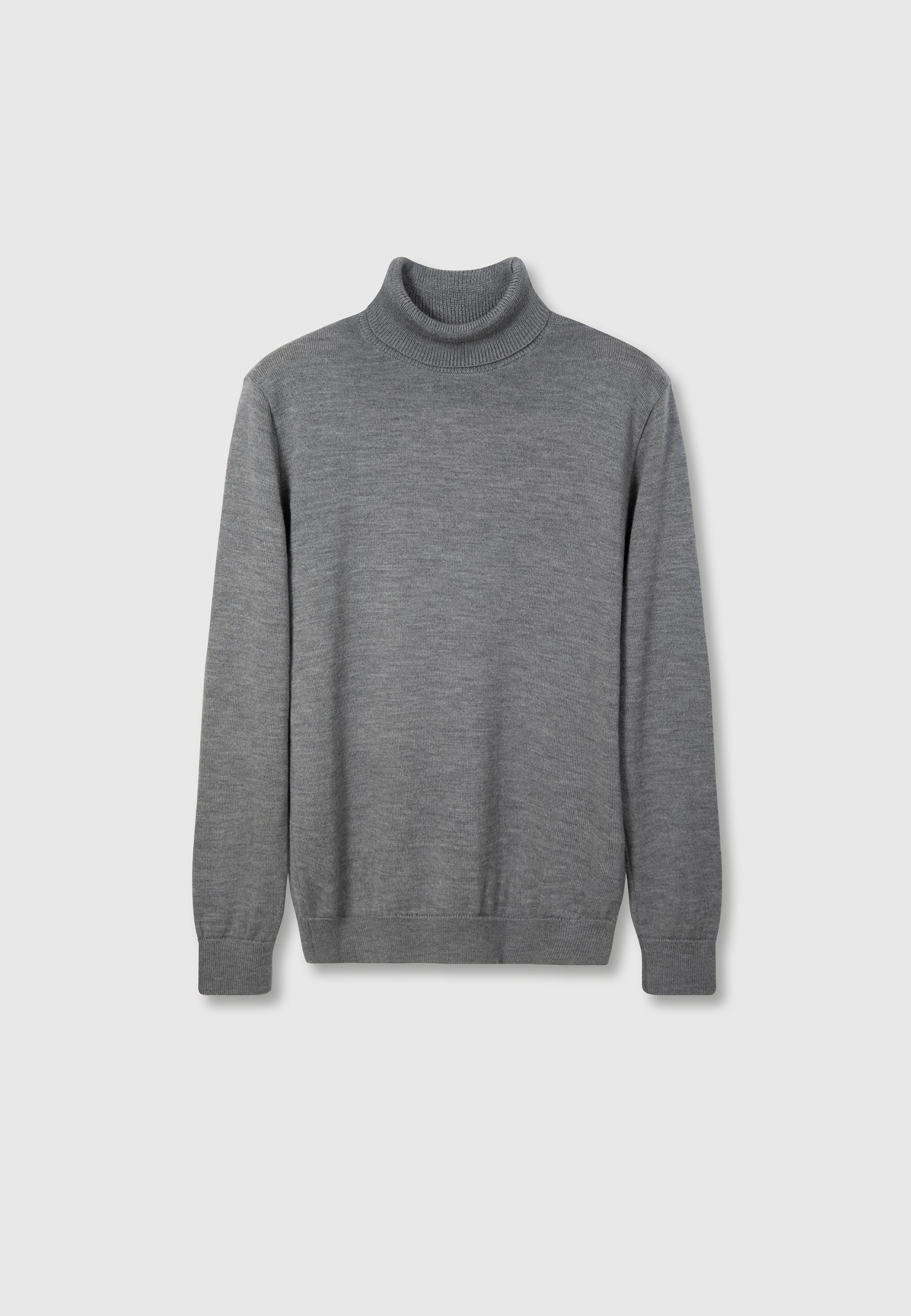 pull col roulé laine épais Gris clair main