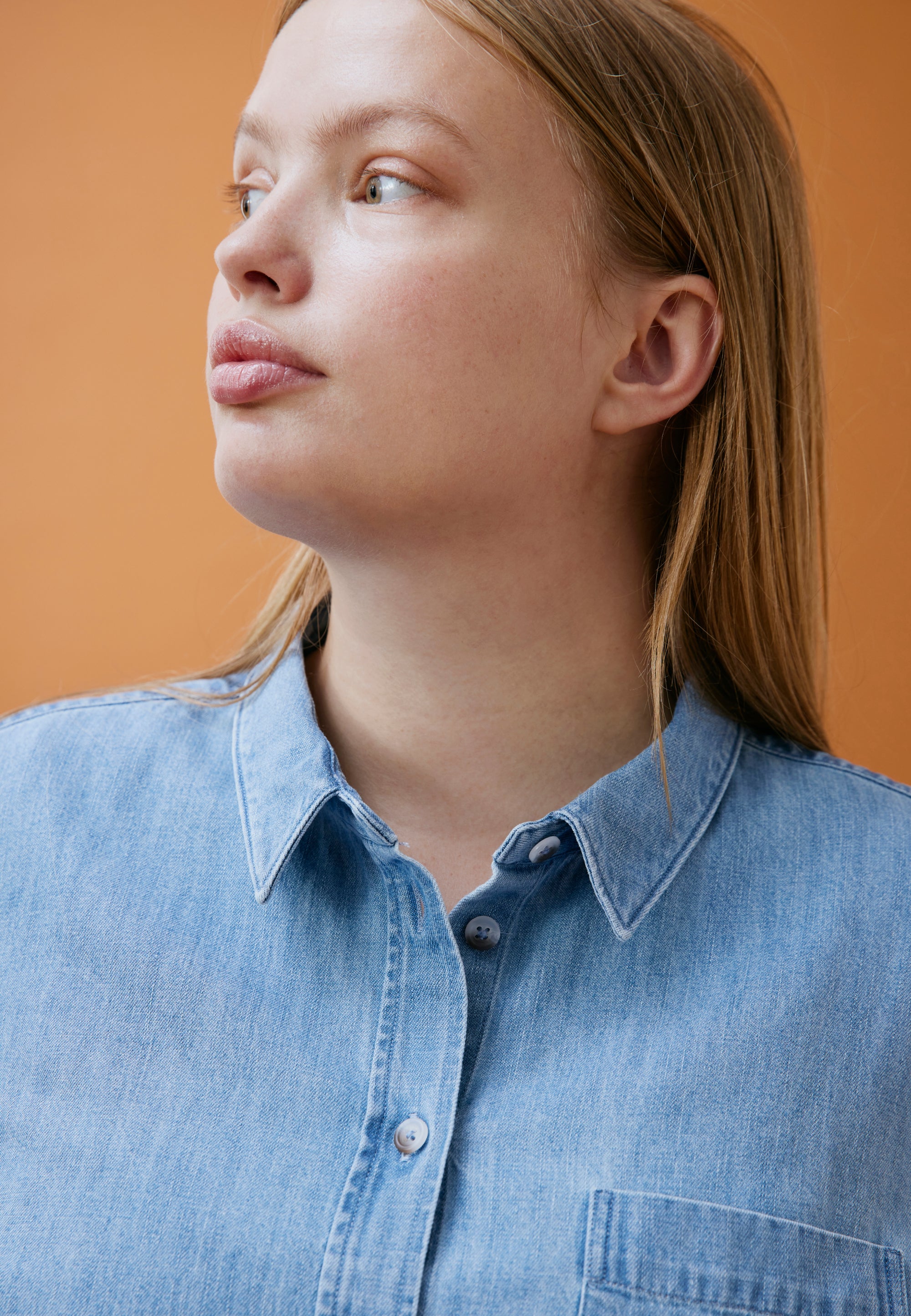 chemise en jean femme loom bleu clair détail col