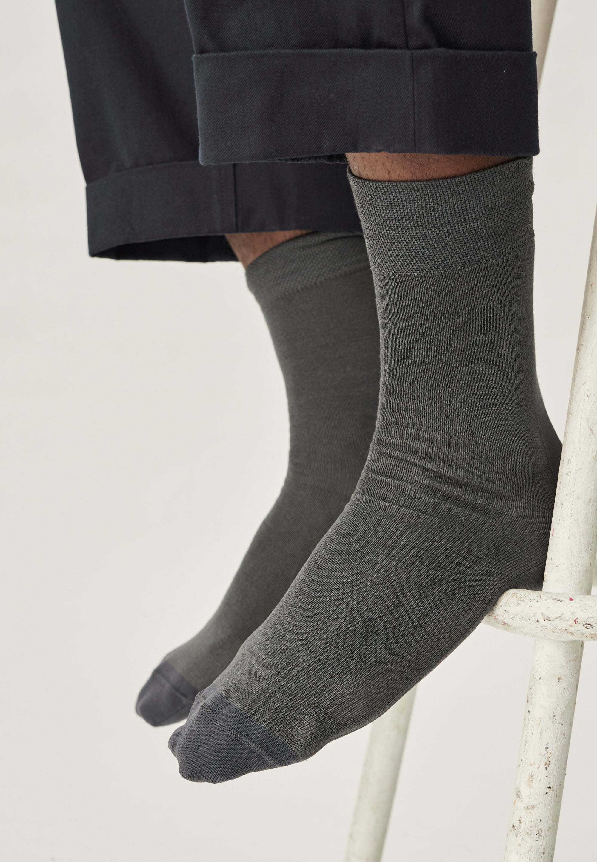 chaussettes coton gris ardoise