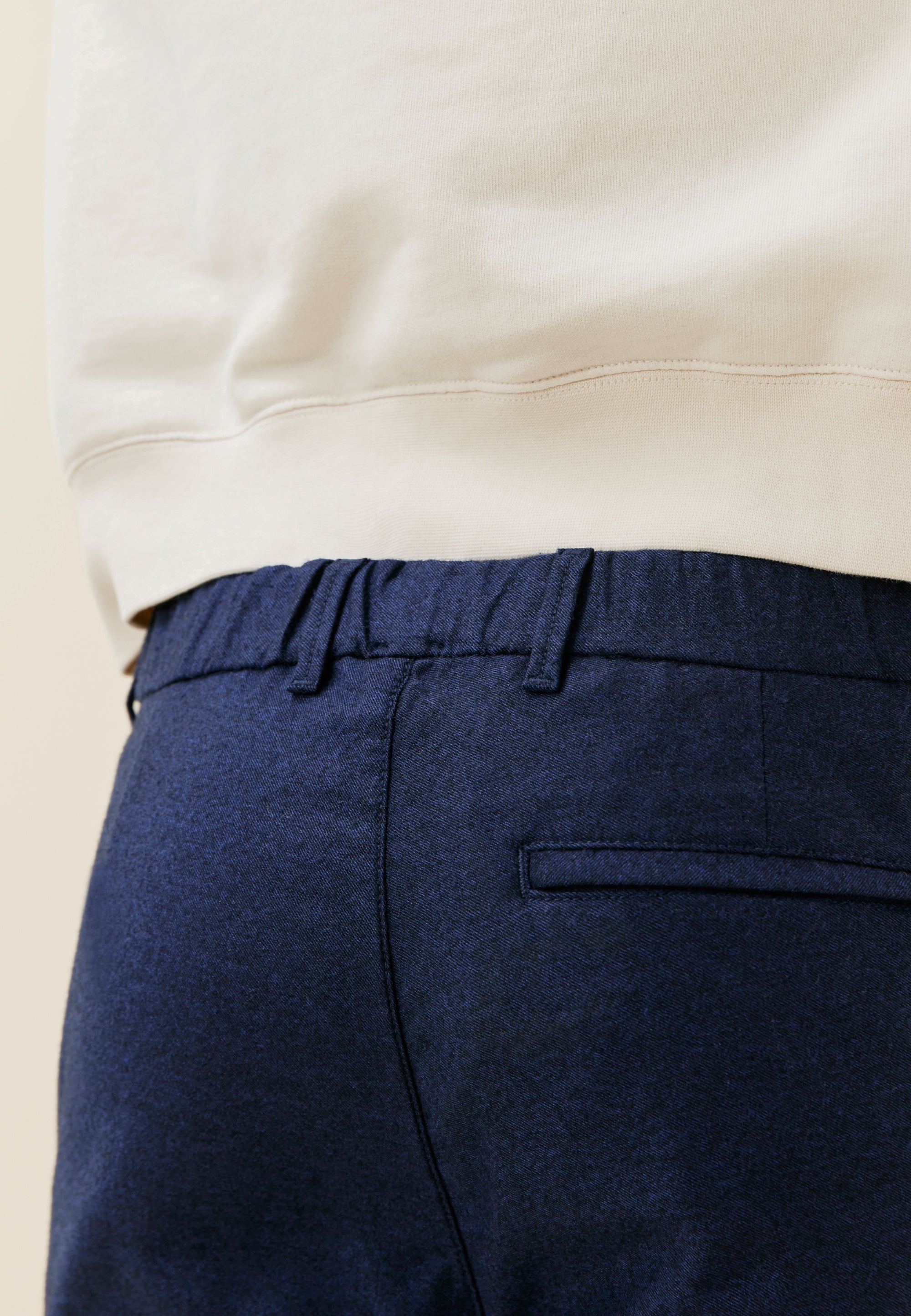 pantalon en flanelle de laine loom bleu marine ceinture élastiquée