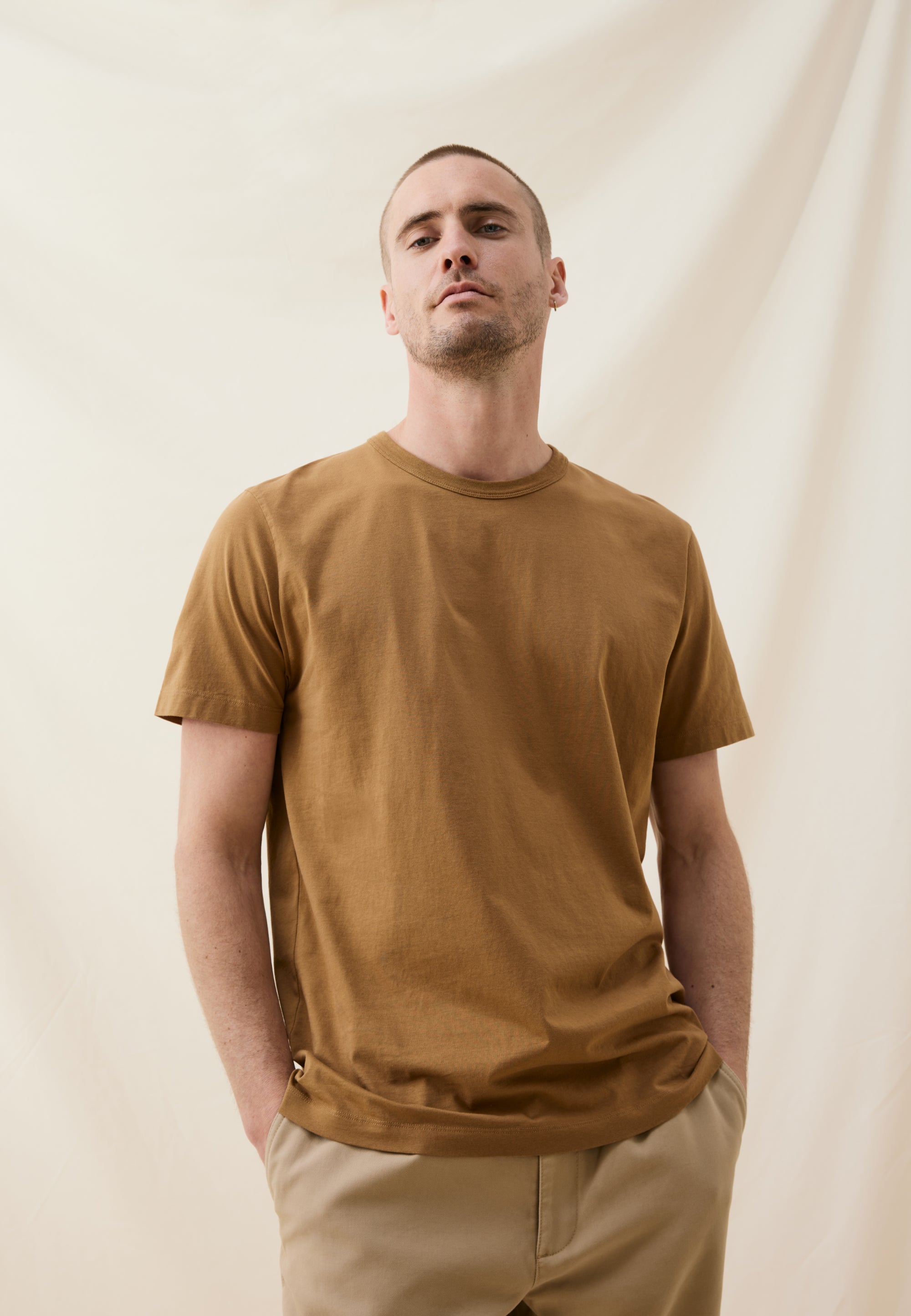 t-shirt coton bio loom camel main