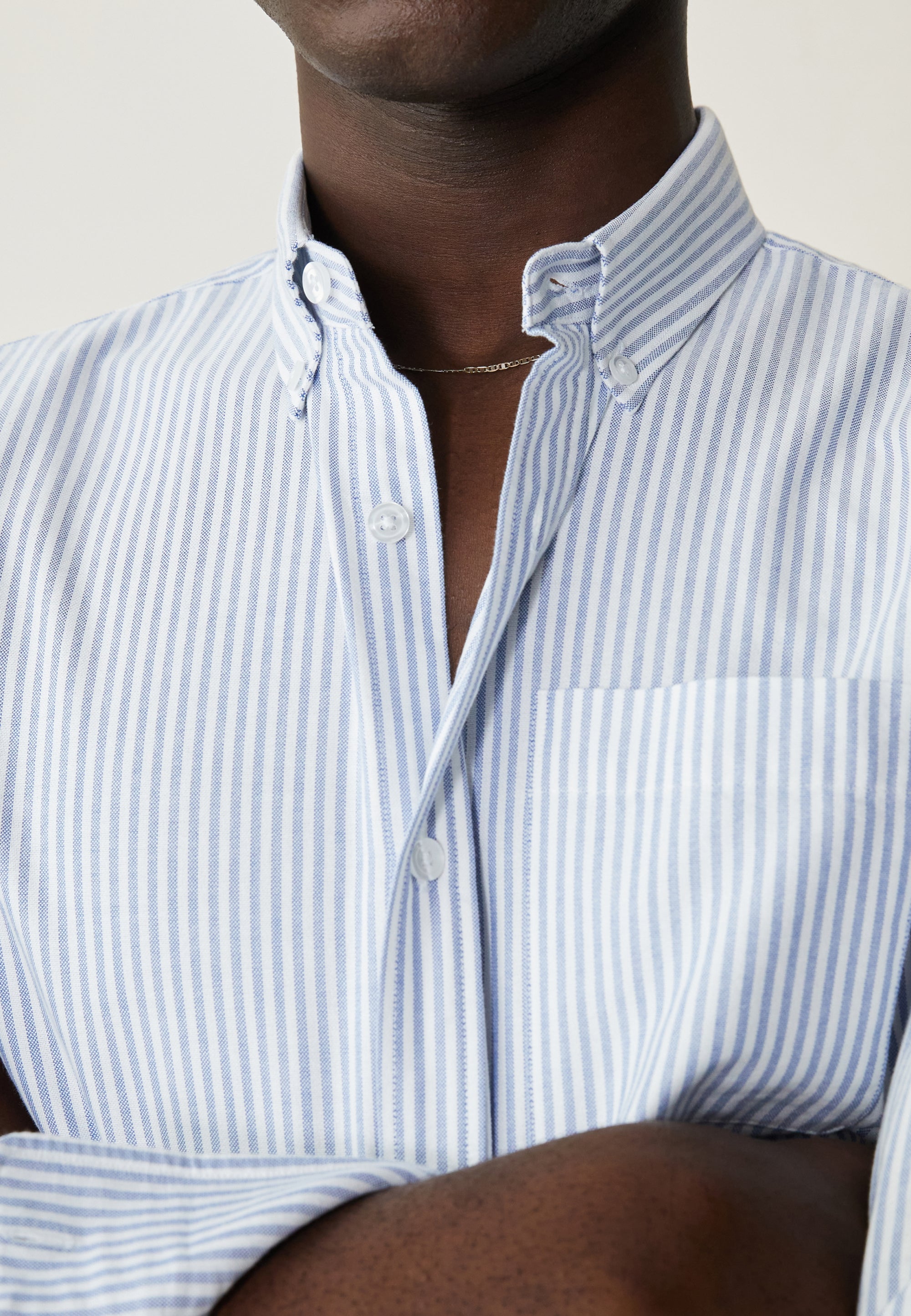chemise oxford loom rayures bleues-1