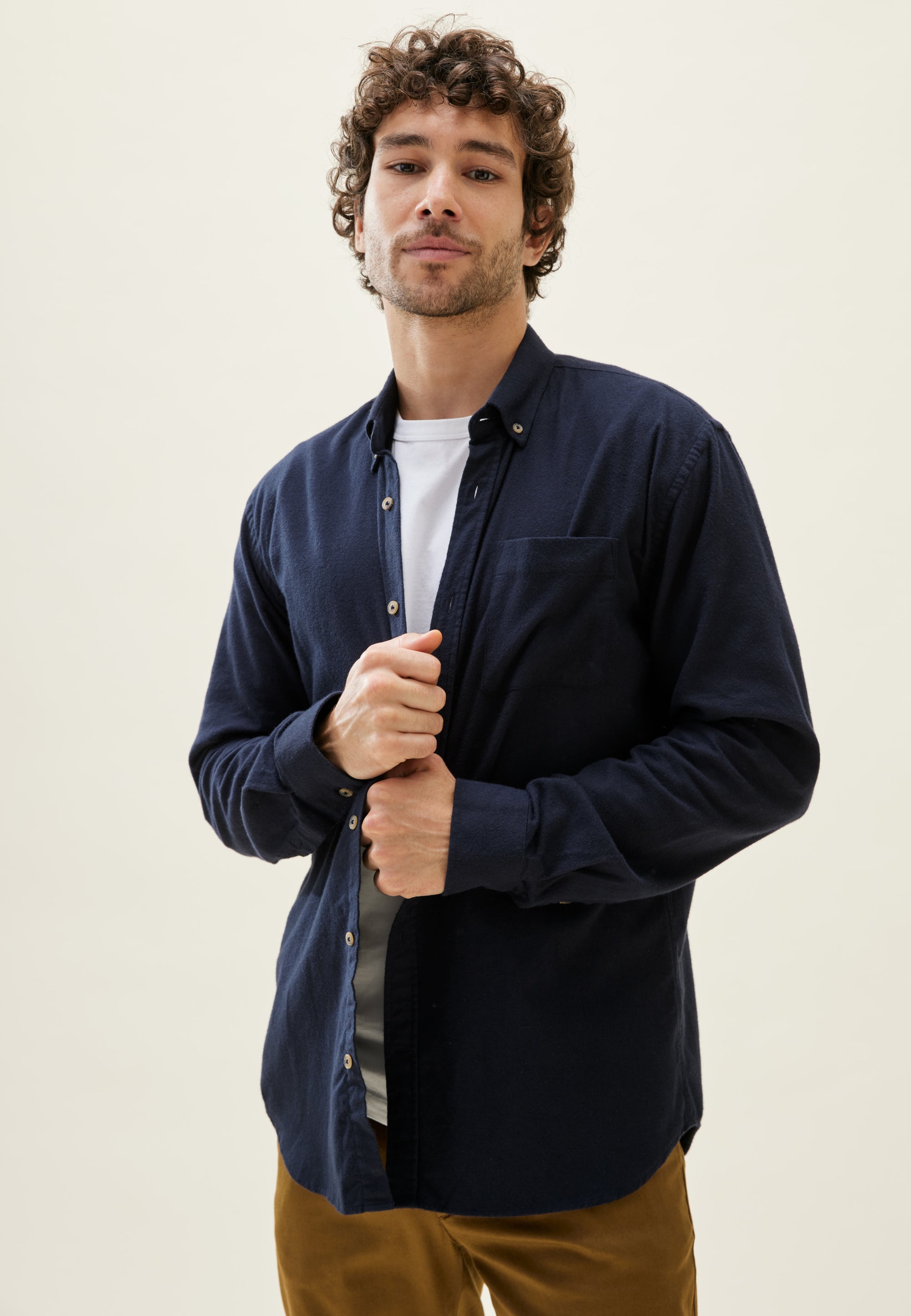 chemise flanelle bleu marine loom main